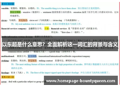 以东超是什么意思？全面解析这一词汇的背景与含义