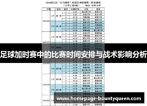 足球加时赛中的比赛时间安排与战术影响分析